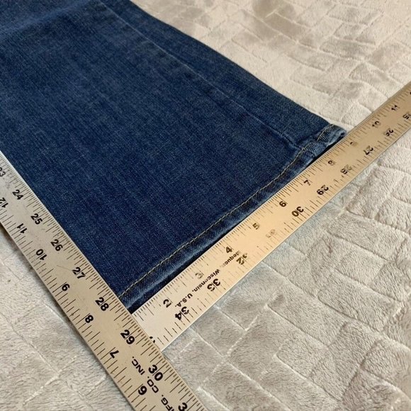 Bitten Womens 4p Denim Jeans Blue Flare Mid Rise Medium Wash Stretch - Picture 8 of 12